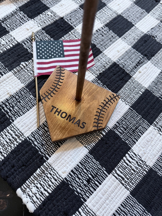 USA MADE Baseball championship ring display. Engraved wood