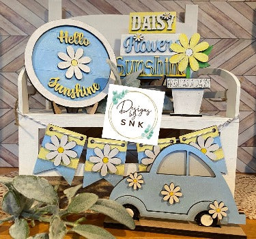 DIY VW Daisy Tier Tray Kit | Unfinished | wood paint kit | Finished | Home Decor - Designs by SNK