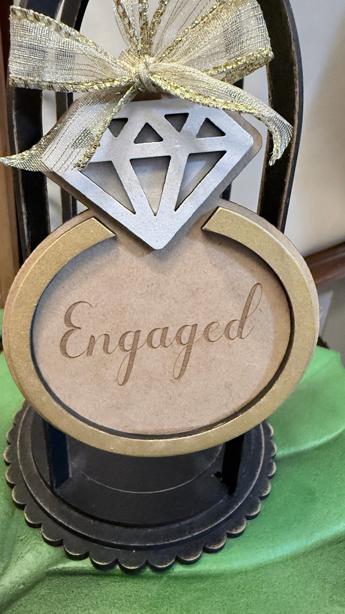 Personalized Engaged Ring Ornament | Custom Diamond Engagement Christmas Gift