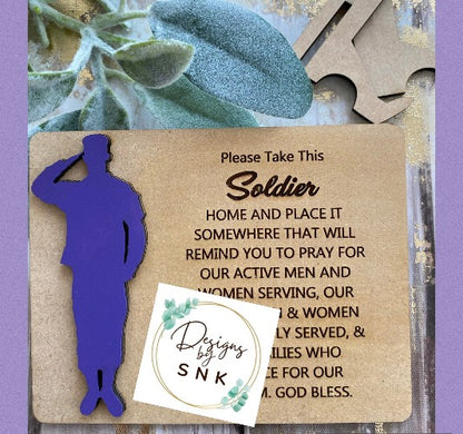 Purple Soldier sign and easel | Purple up | Pray for military sign - Designs by SNK