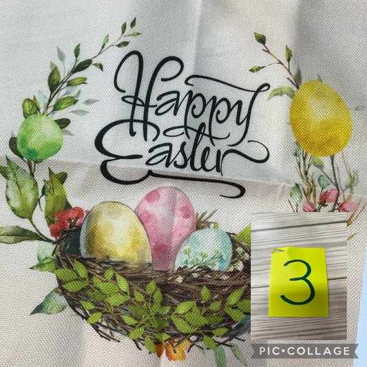 #3 - Happy Easter 18” pillow cover eggs in basket design - Designs by SNK