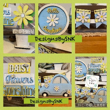 DIY VW Daisy Tier Tray Kit | Unfinished | wood paint kit | Finished | Home Decor - Designs by SNK