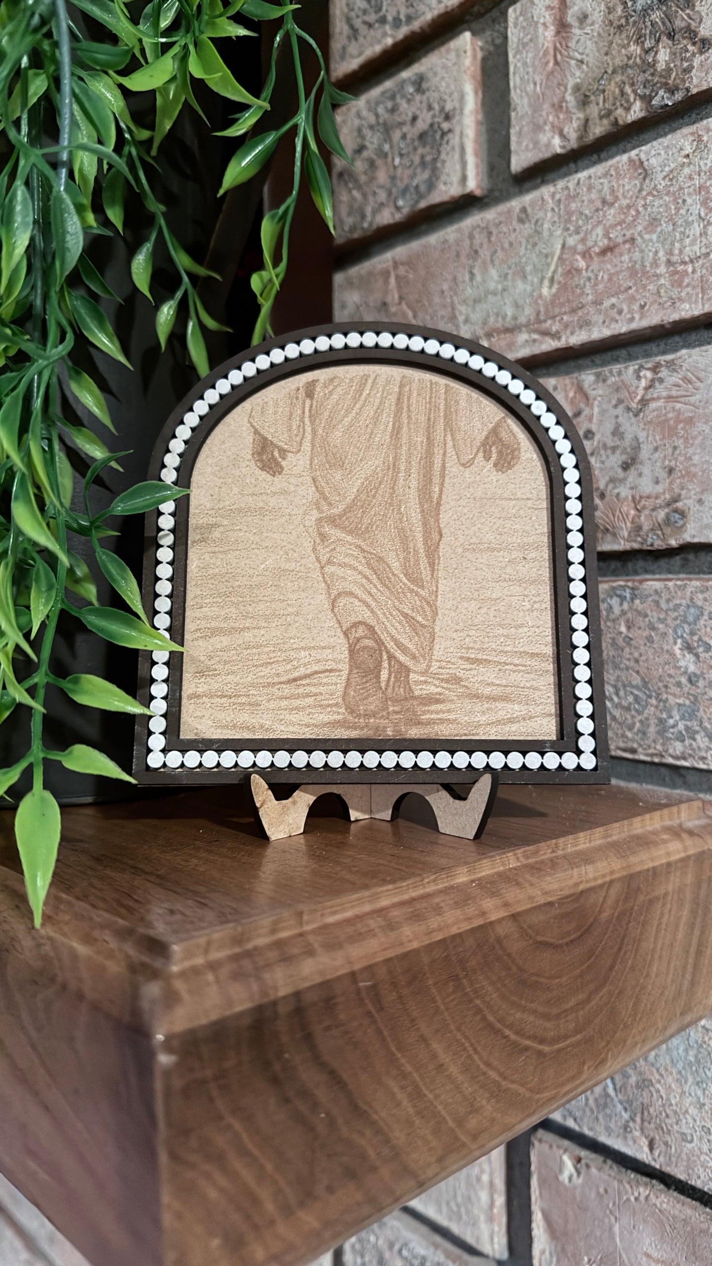 Walk with Me Jesus Plaque | Footprints in Sand 5x5.5 Religious Sign Easel