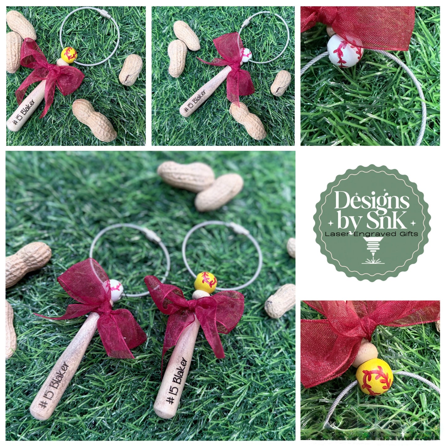 Personalized Bat and Ball Bag Tag / Keychain