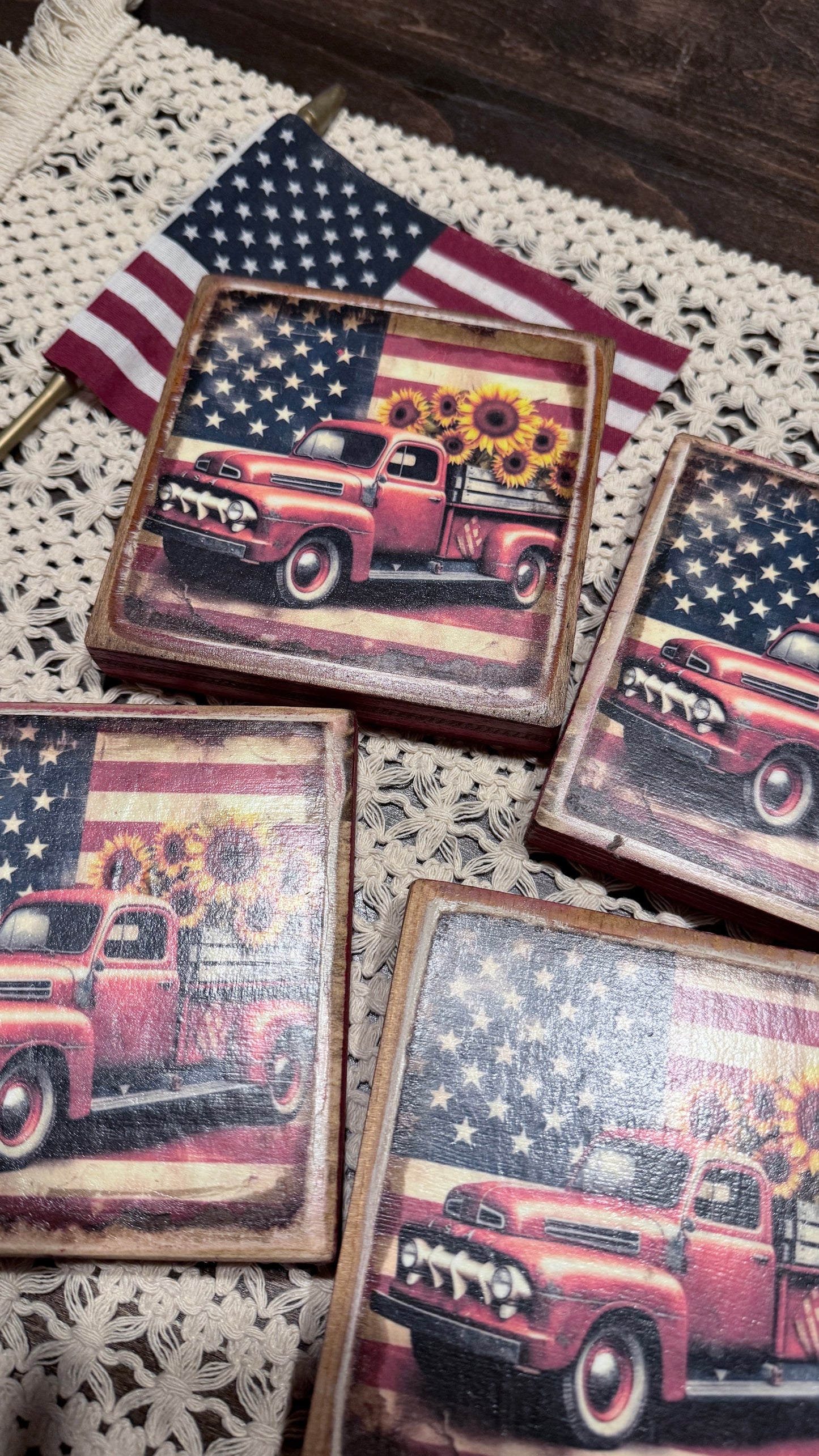 Rustic old red truck shelf sitter handmade decor sign