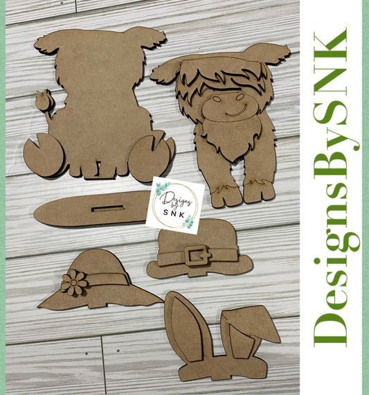 DIY KIT- Spring Highland Cow - Designs by SNK