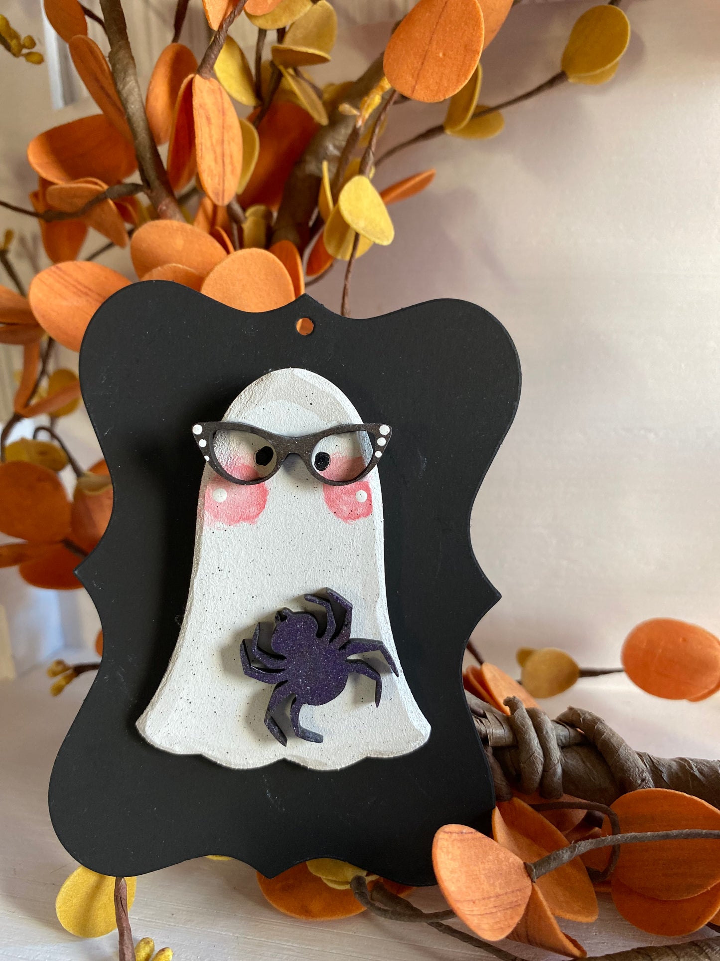 Ghost Pin/Tack, Ladies Fall Fashion Decor, Halloween Gift, Fashion Accessory with 3D glasses & Spider