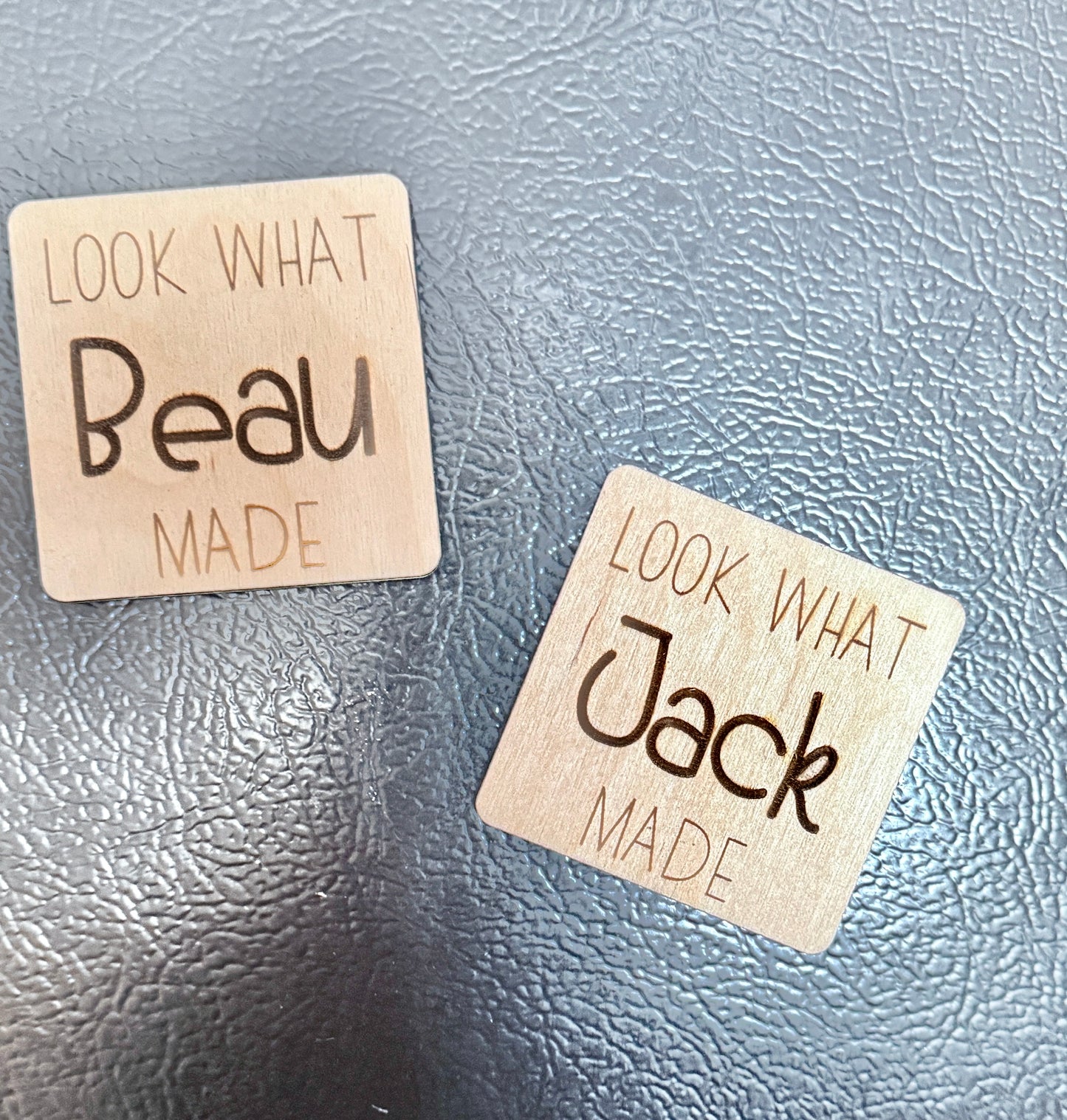 Personalized refrigerator magnets, Look what (child’s name) made, personalized gift