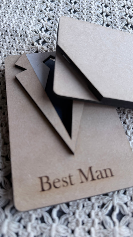 Wooden gift card holder close up