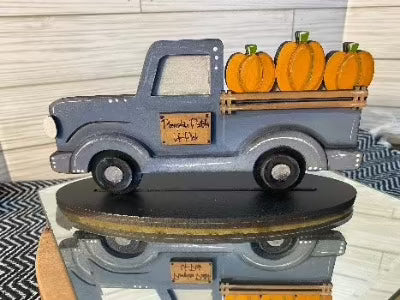 Blue Farmhouse Truck with Pumpkins Decor - Designs by SNK