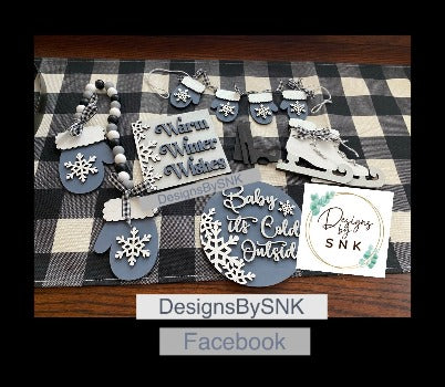 Winter Tier Tray DIY Blank set | unfinished |Finished - Designs by SNK