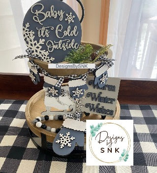 Winter Tier Tray DIY Blank set | unfinished |Finished - Designs by SNK