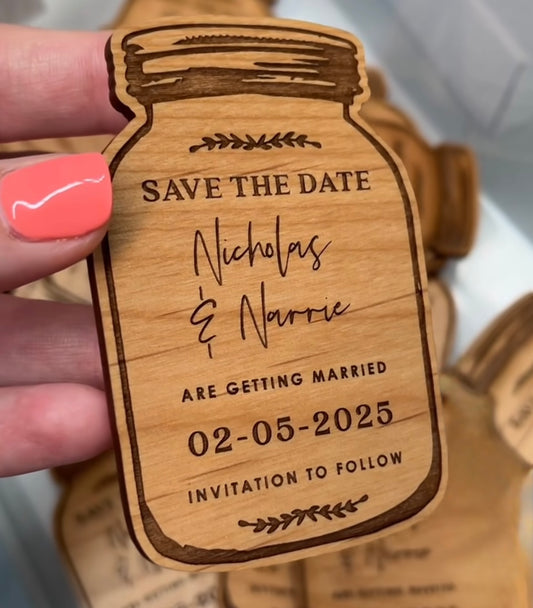 Save the date ball jar magnet