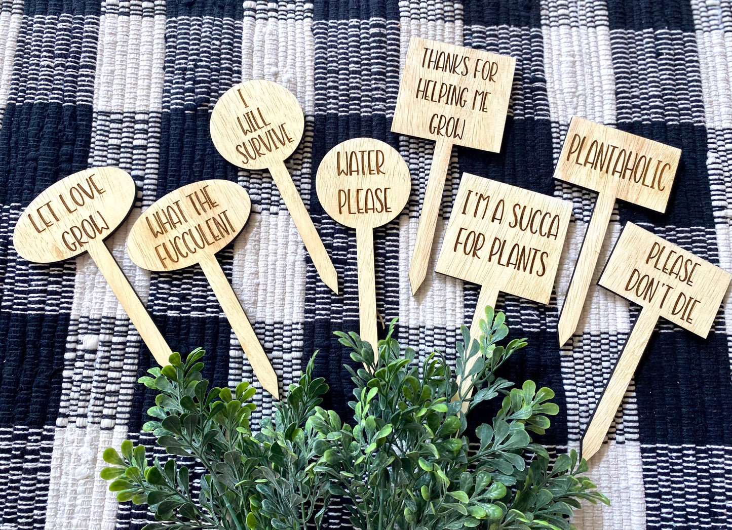 Plant Stakes | Plant Picks | Funny Plant Messages | Wood Plant Picks | Plant Lover Humor - Designs by SNK