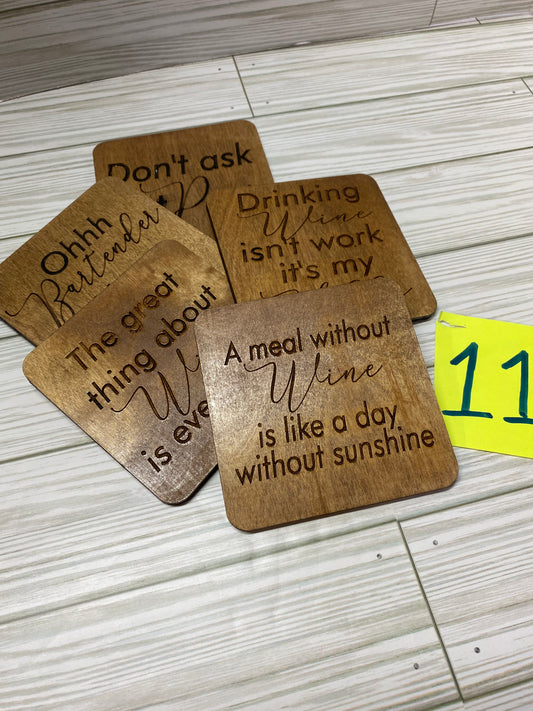 #11 - 5 pc wine coasters set - Designs by SNK