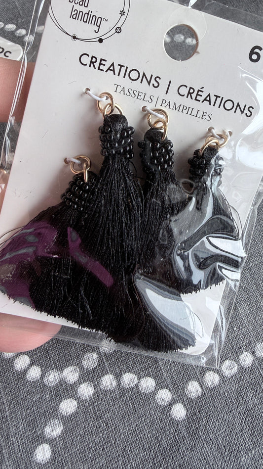 Bead Landing black beaded tassels craft supply packaging