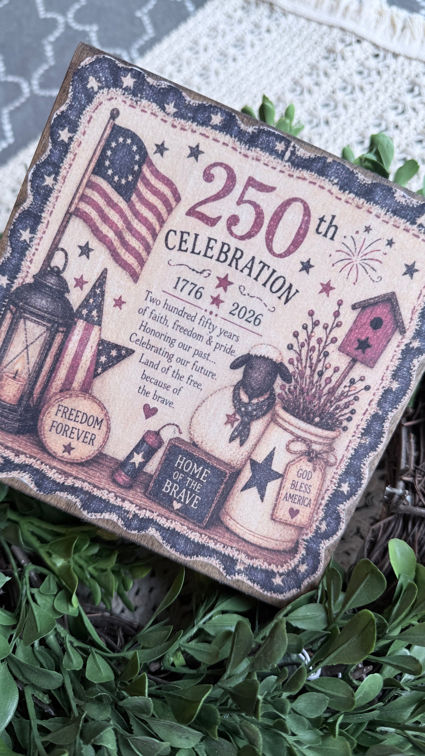 Patriotic print signs | Betsy Ross | Nostalgic Americana Kids | 1776 - 2026 | God Bless America | 6” Wood Signs