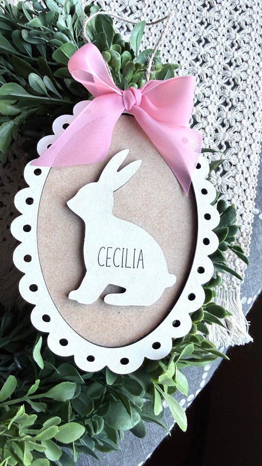 Personalized Name Easter Scalloped Frame | Easter Tag | Easter Décor | Personalized Basket Tag