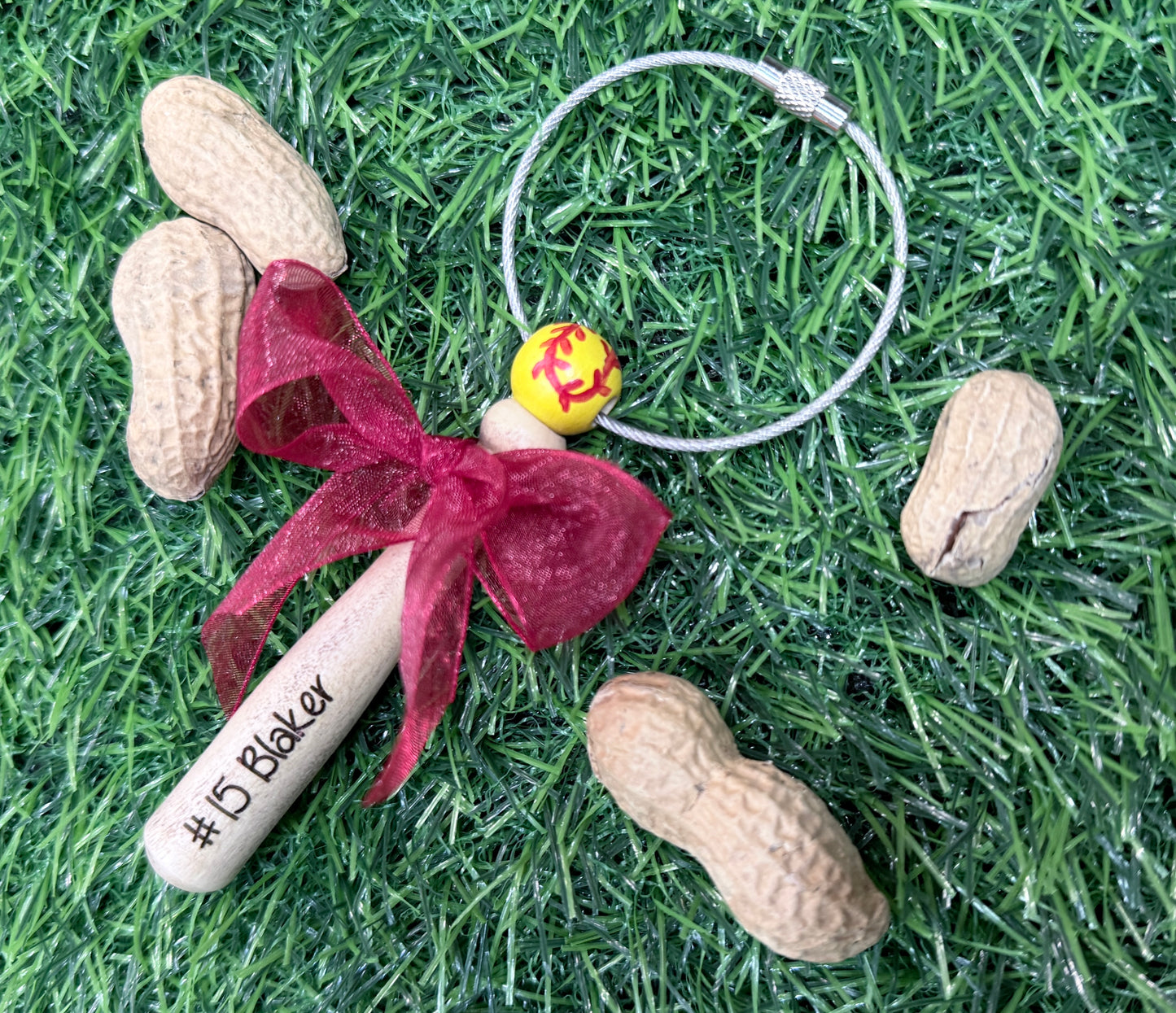 Personalized Bat and Ball Bag Tag / Keychain