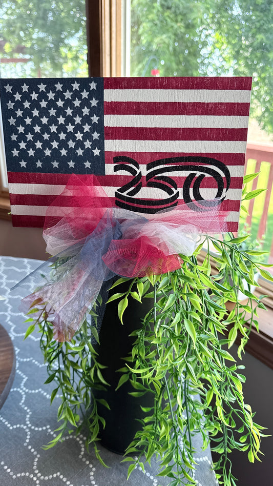 250th USA Flag Plant Stake | Flag Garden Stake | Red White & Blue Patriotic Porch Decor.