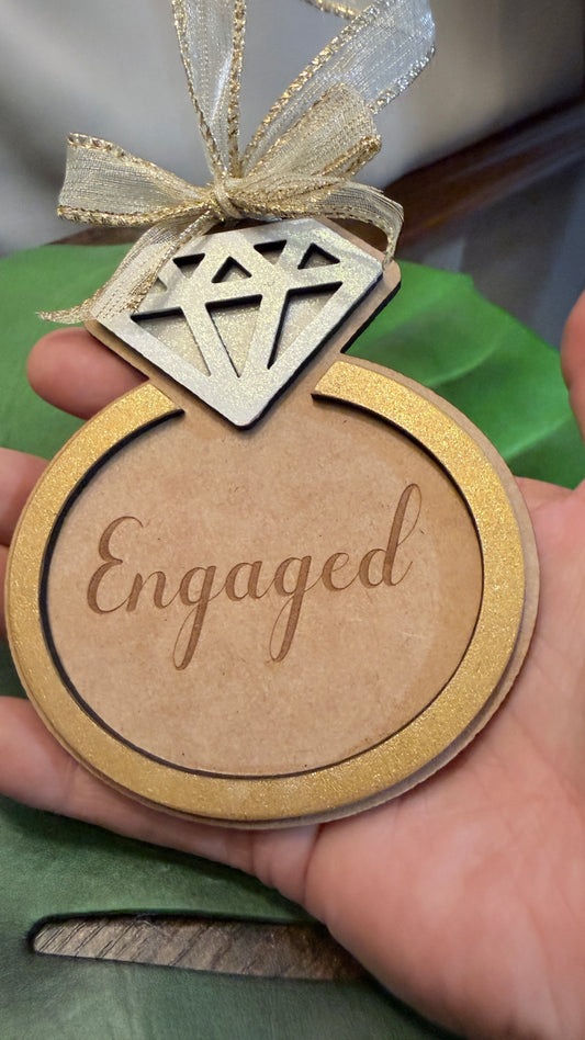 Personalized Engaged Ring Ornament | Custom Diamond Engagement Christmas Gift