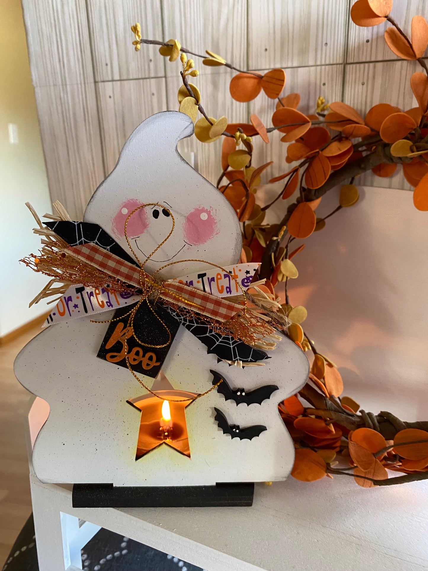 Boo Ghost Tealight Votive Holder Halloween Decor