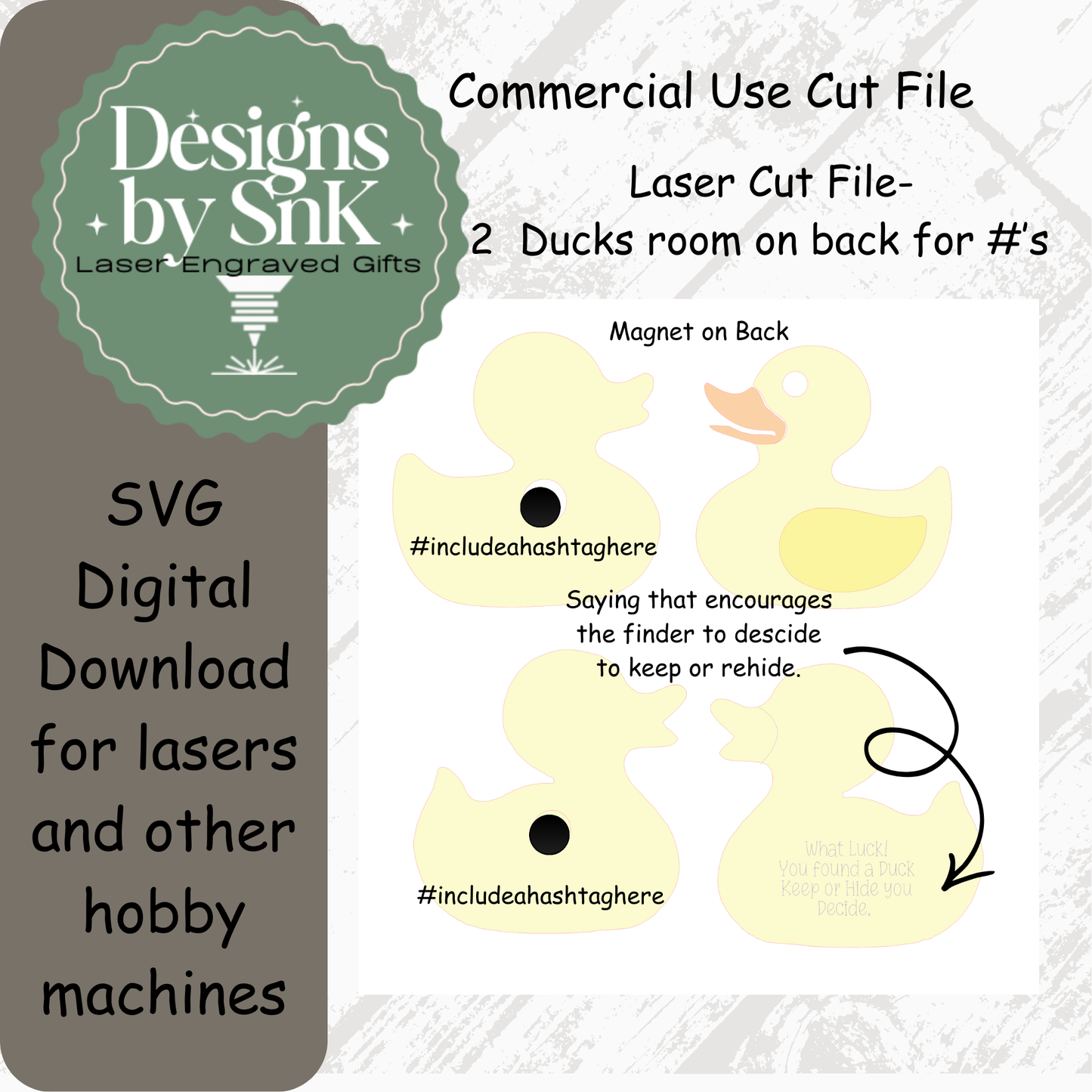 Cruise duck digital SVG files showing 2 designs for DIY cruise magnets and cabin door decorations, instant download for Cricut Silhouette
