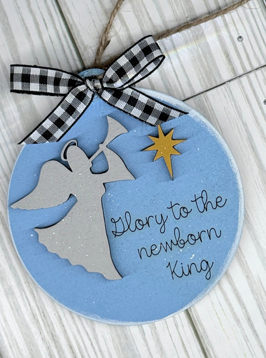 Religious Christmas Tree Ornament | Glory to the newborn king