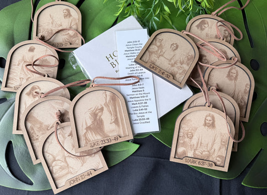 Walk with Jesus Ornament Set | Includes Bible , Bookmark, 12 Engraved Ornaments