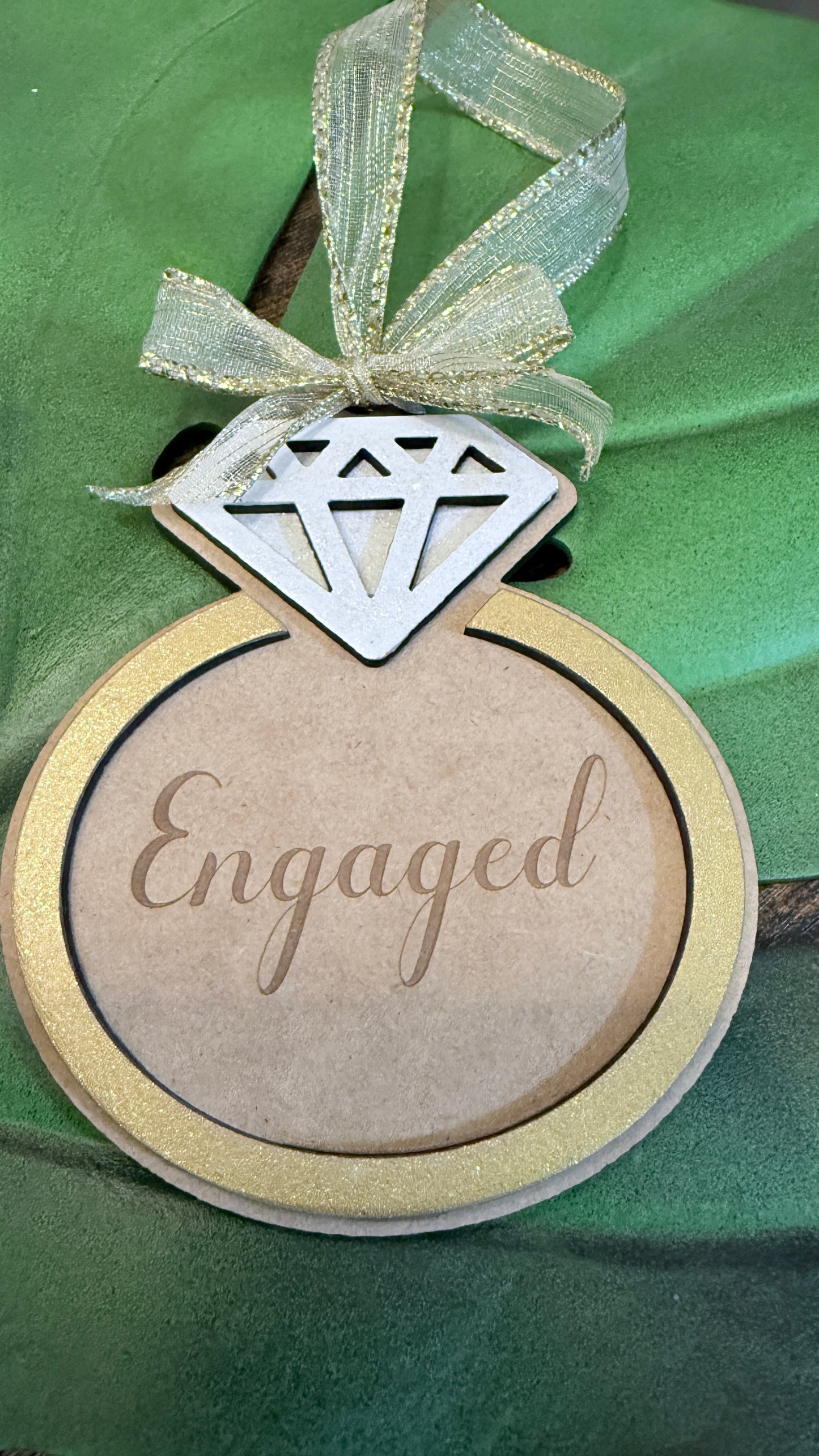 Personalized Engaged Ring Ornament | Custom Diamond Engagement Christmas Gift