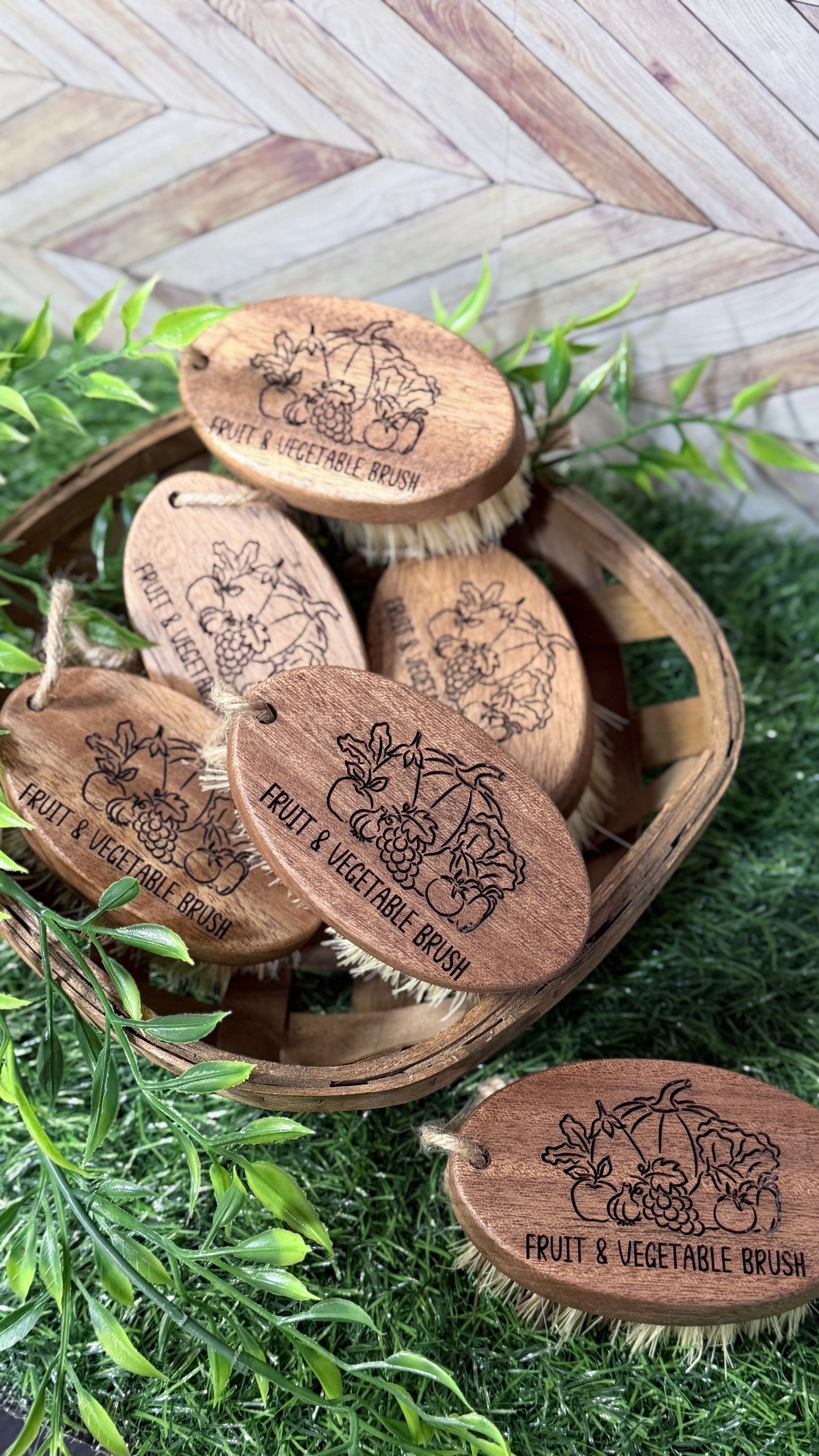 Acacia Fruit & Vegetable Brush | Dual Bristle Cleaning Tool Farmers Market