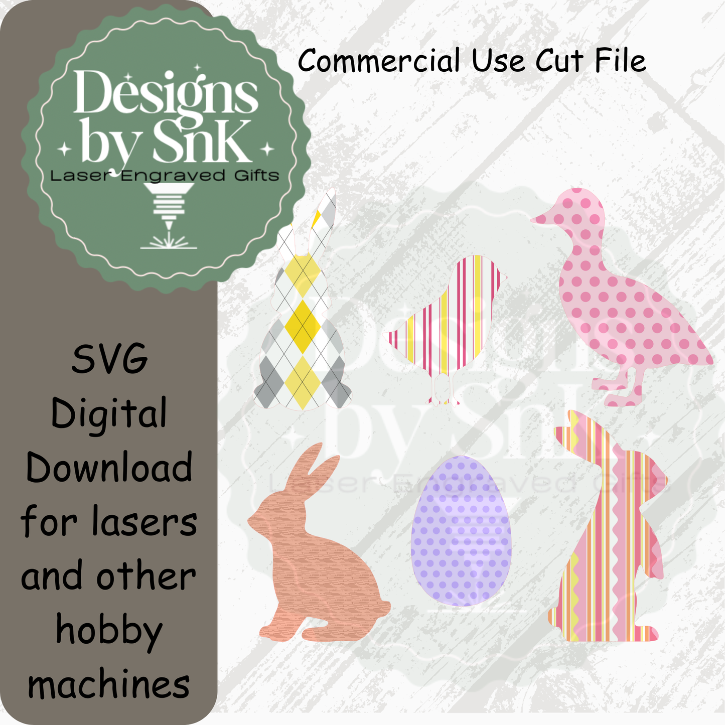 Easter Silhouette SVG Bundle | 6 Designs - Bunny, Chick, Egg & Goose