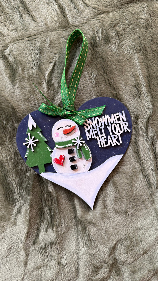 Snowman Heart Ornament | Snowmen Melt the Heart | Ornament