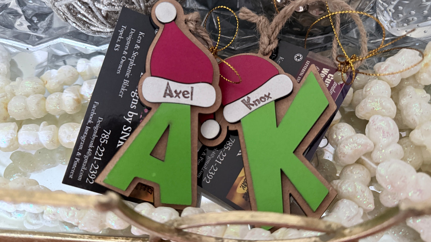 Personalized Grinch Letter | Christmas Letter ornament | Grinch Themed Decor