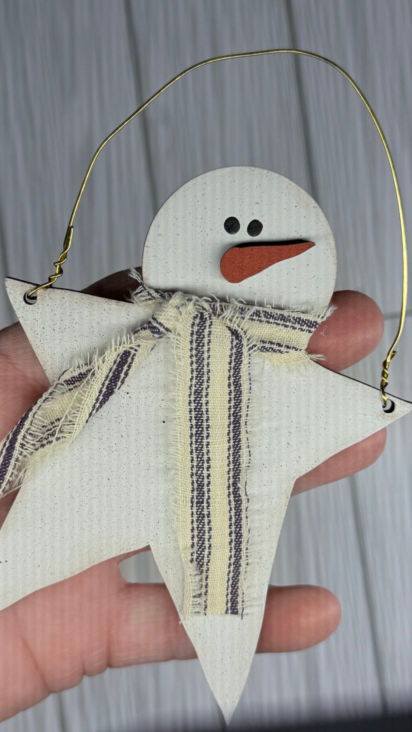 Primitive Star Shaped Snowman Ornament