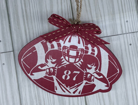 #87 Tavis Kelce football ornament.  