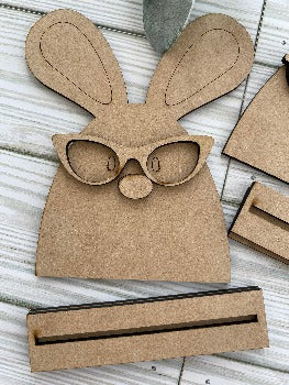 Nerdy Easter Bunny DIY Wood Blank | Horn rim glasses 