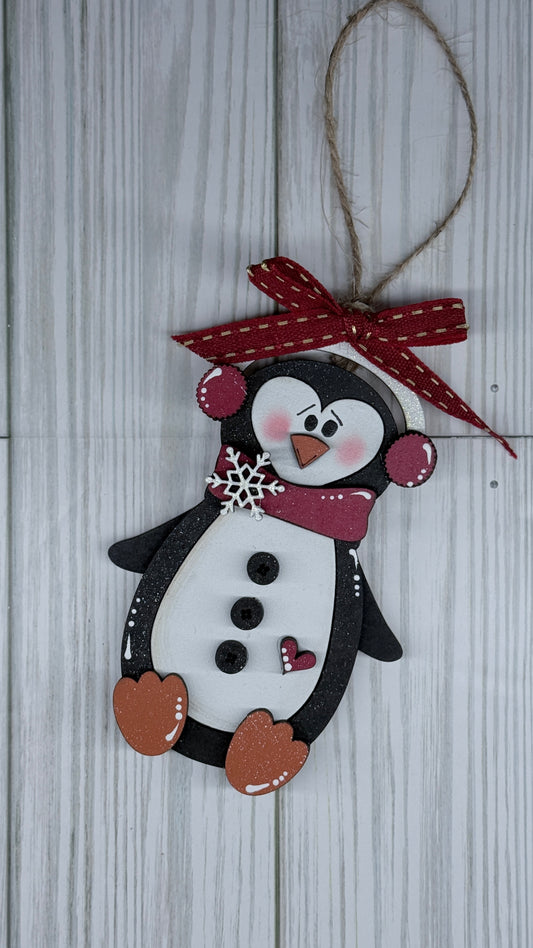 Penguin Christmas Ornament with earmuffs
