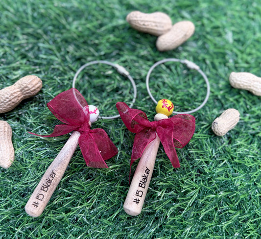 Personalized Bat and Ball Bag Tag / Keychain