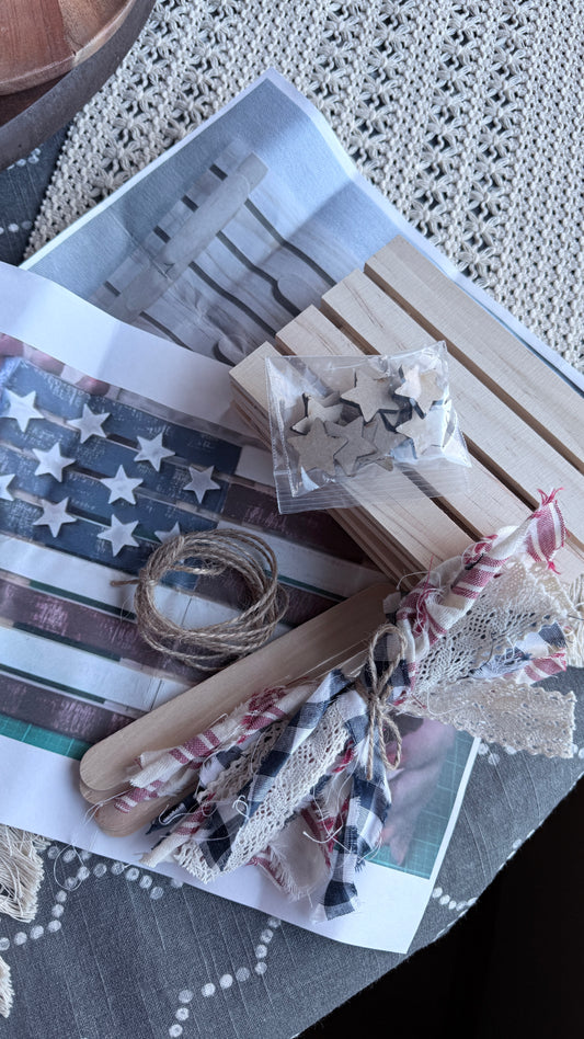  "Americana pallet flag DIY craft kit - complete patriotic wood flag decoration kit with supplies