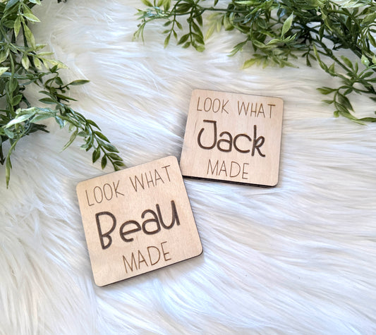 Personalized refrigerator magnets, Look what (child’s name) made, personalized gift