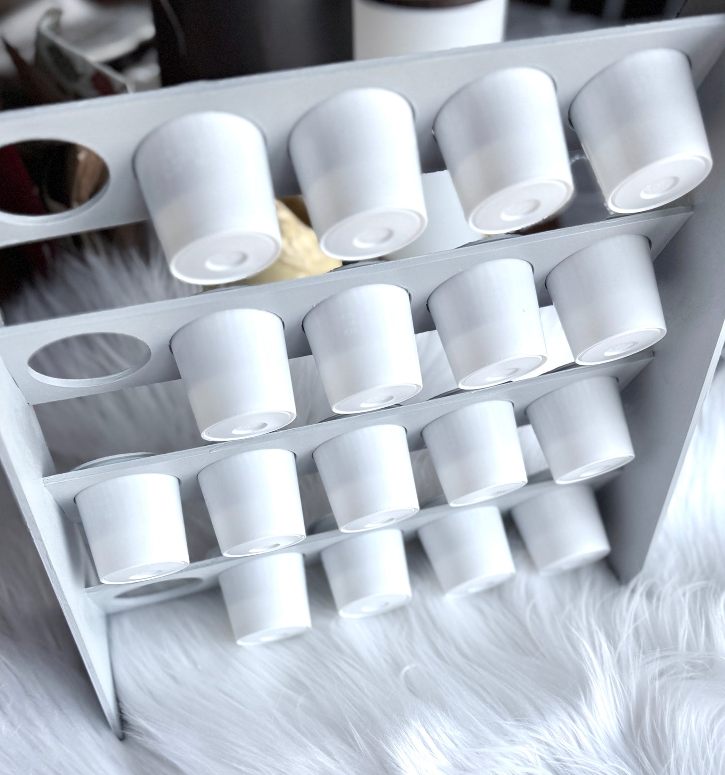 Back view of K-Cup holder stand - durable coffee pod organizer construction detail