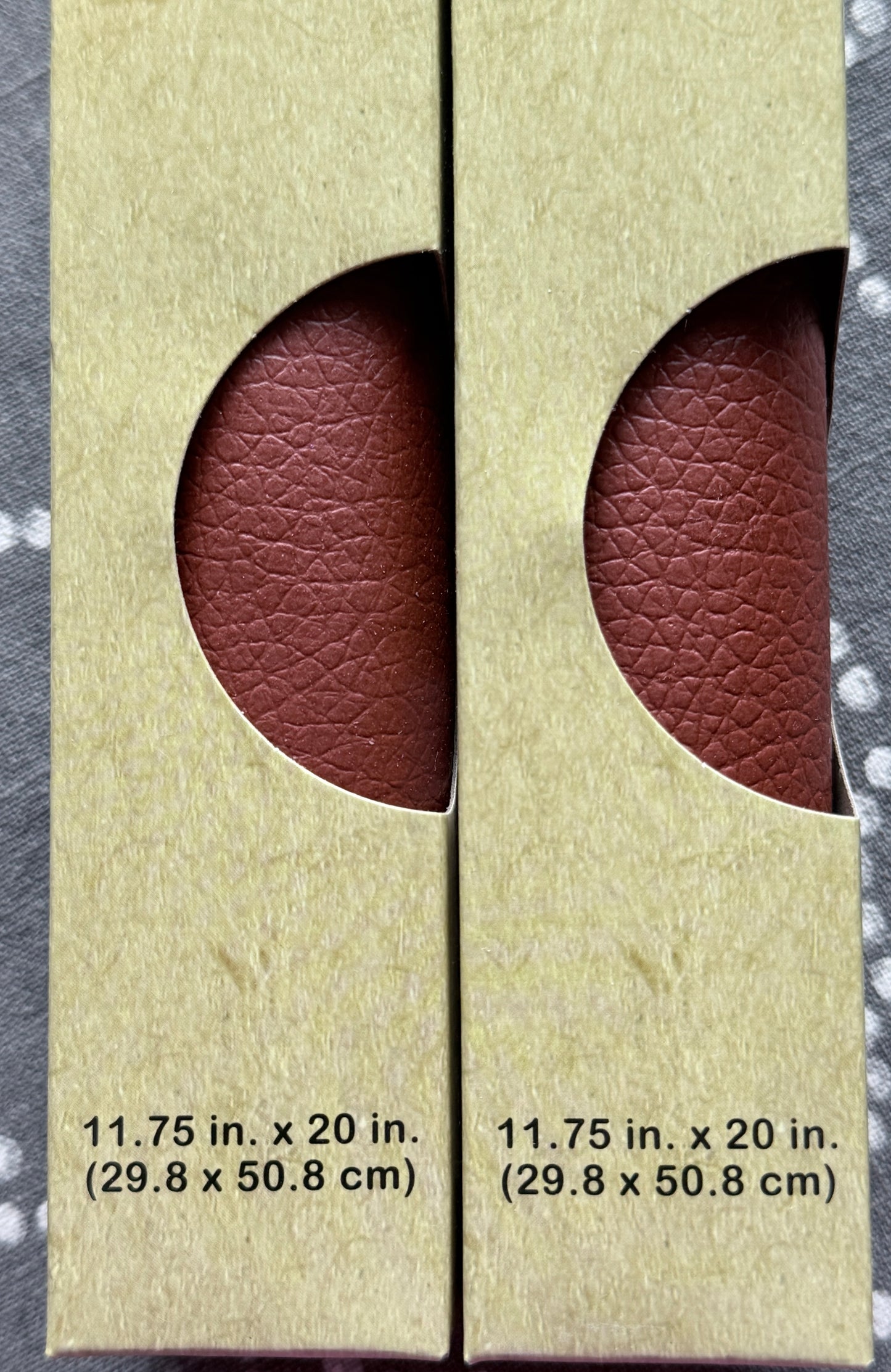 Brown faux leather material for crafts. 11.75 x 20” 