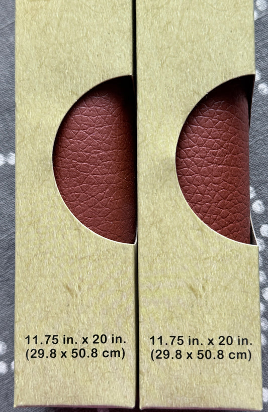 Brown faux leather material for crafts. 11.75 x 20” 