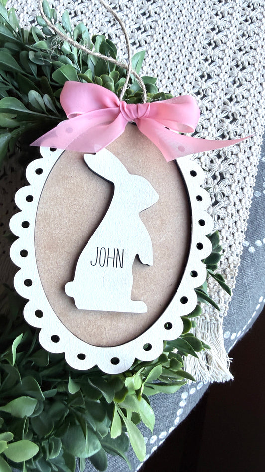 Personalized Name Easter Scalloped Frame | Easter Tag | Easter Décor | Personalized Basket Tag