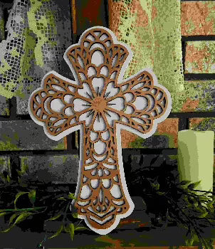 Christian Wall Cross | Natural and White 