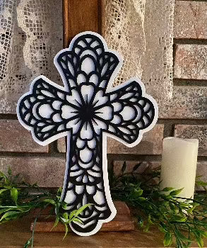 Christian Wall Cross | Black and White