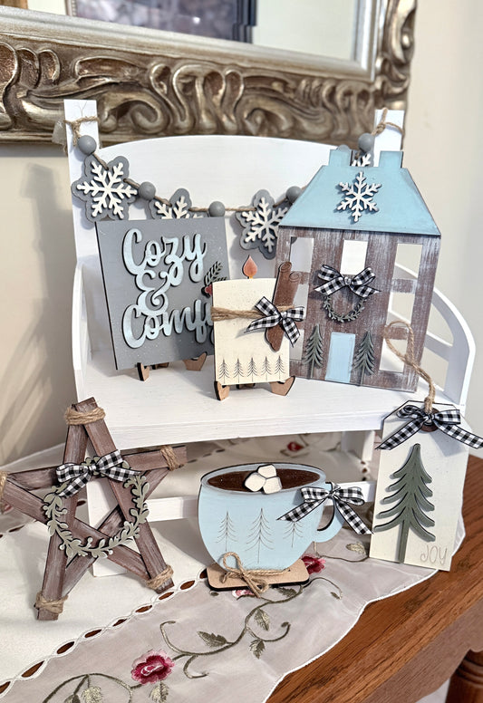 Winter tier tray prim set, 7piece winter tier tray set