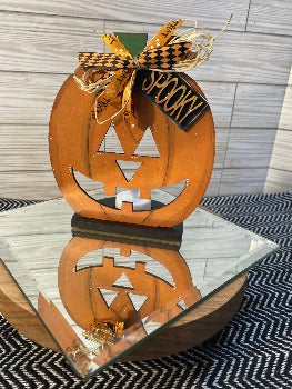 Spooky Pumpkin Tealight  Votive Holder  Halloween Decor