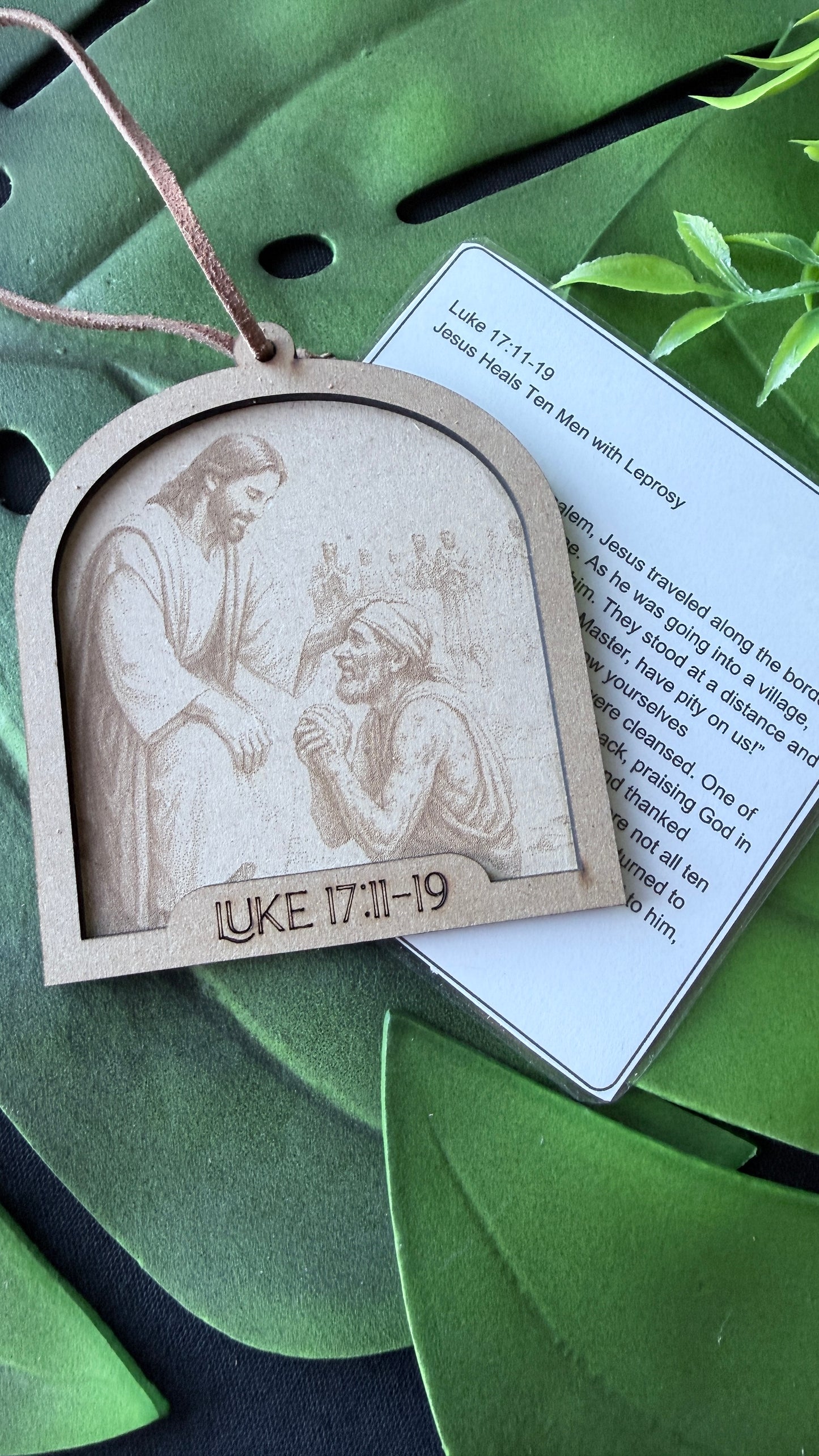Jesus heals 10 men John 17: 11-19 Christian Engraved Ornament